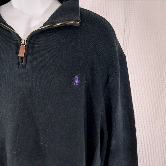 POLO BY RALPH LAUREN! LUXE BLACK HEAVYWEIGHT 1/4 ZIP NECKLINE SHIRT, TOP! SZ XL - Picture 5 of 9